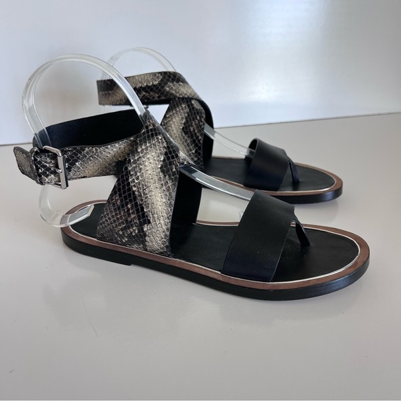 Vince Women’s Mailin Snake Embossed Ankle Wrap Sandal - Picture 1 of 10